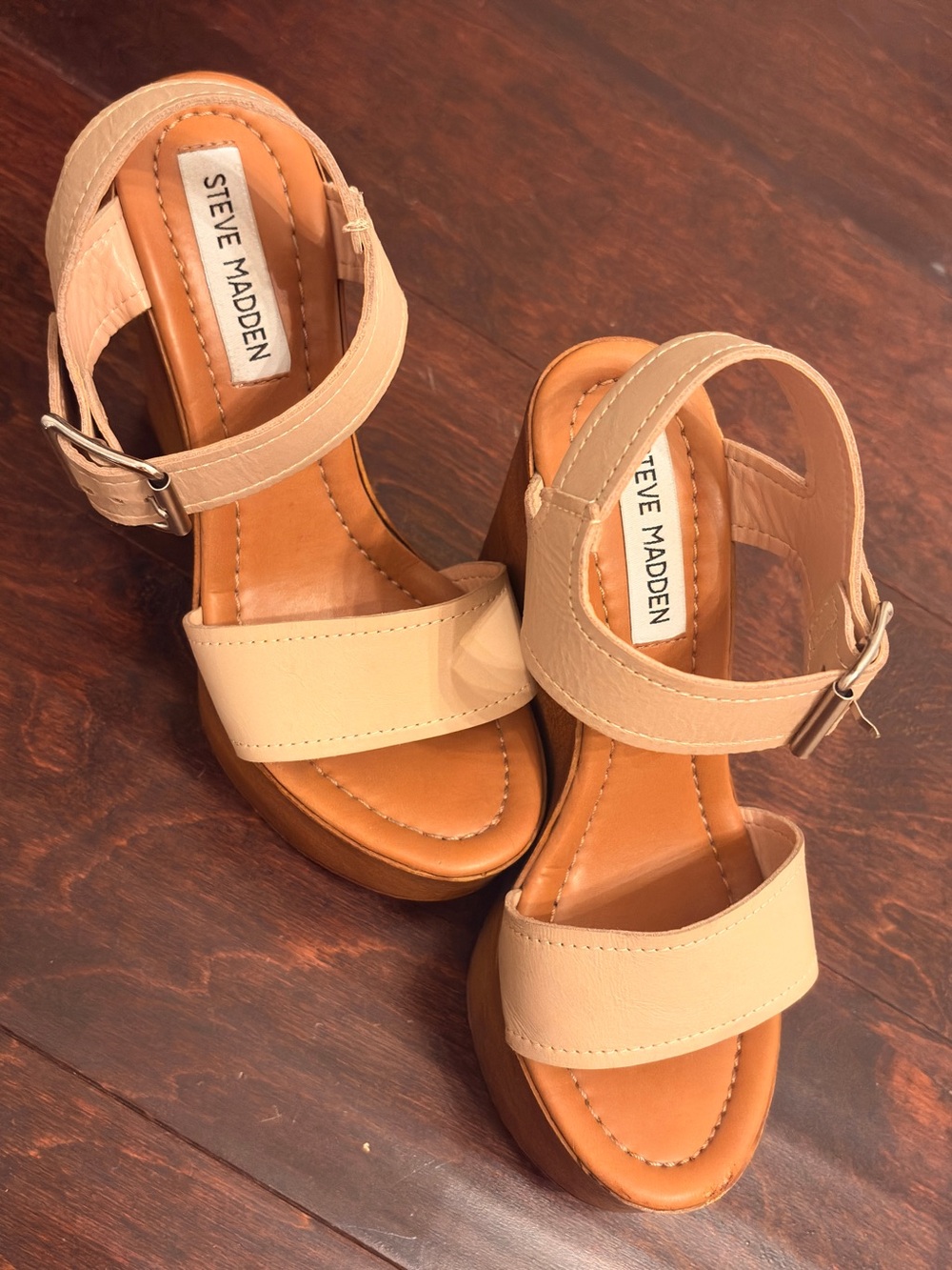 Steve Madden Nude Cream Platform Sandals with Ankle Strap - Picture 5 of 5